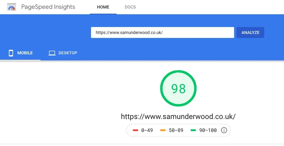Since I offer site speed auditing, I don't have an excuse not to do well here.