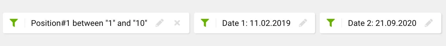 Sistrix ranking changes filters set to an original position between 1 and 10, from 11.02.2019 to 21.09.2020