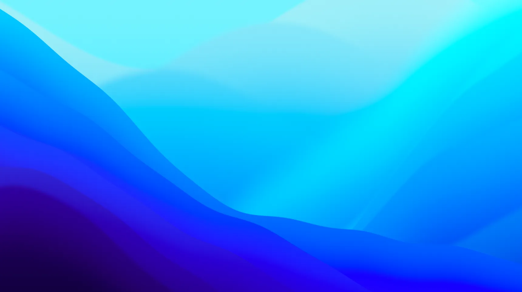 Sweeping bands of blue and purple curve down from the left beneath a pale turquoise glow.