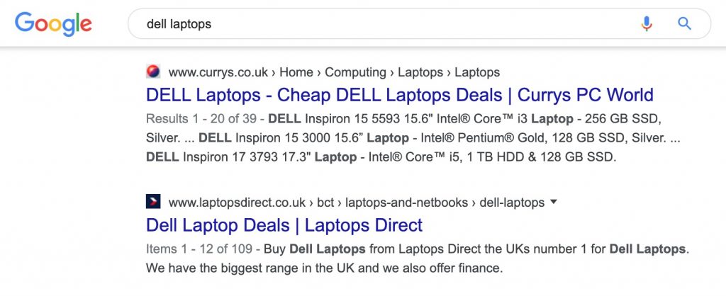 dell laptop serp