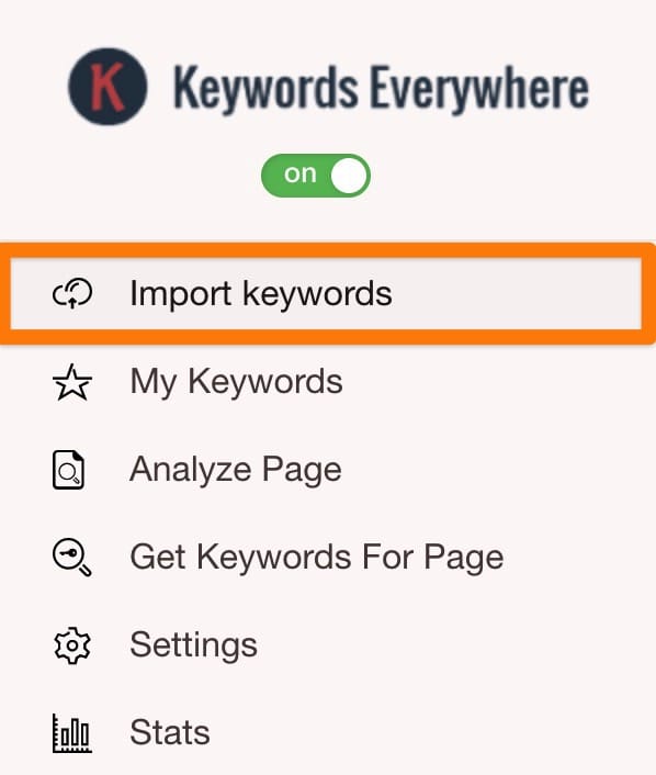 keyword everywhere import keywords