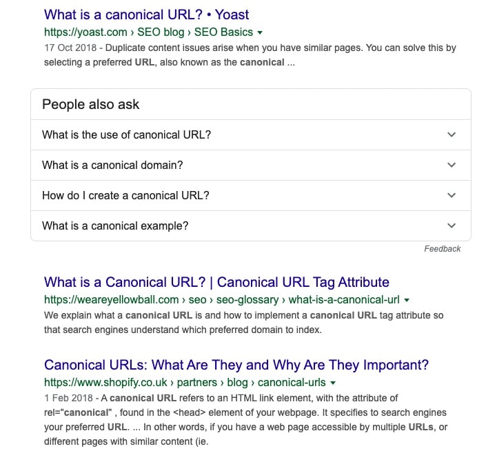 what is a canonical serp