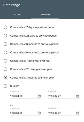 year over year comparisons